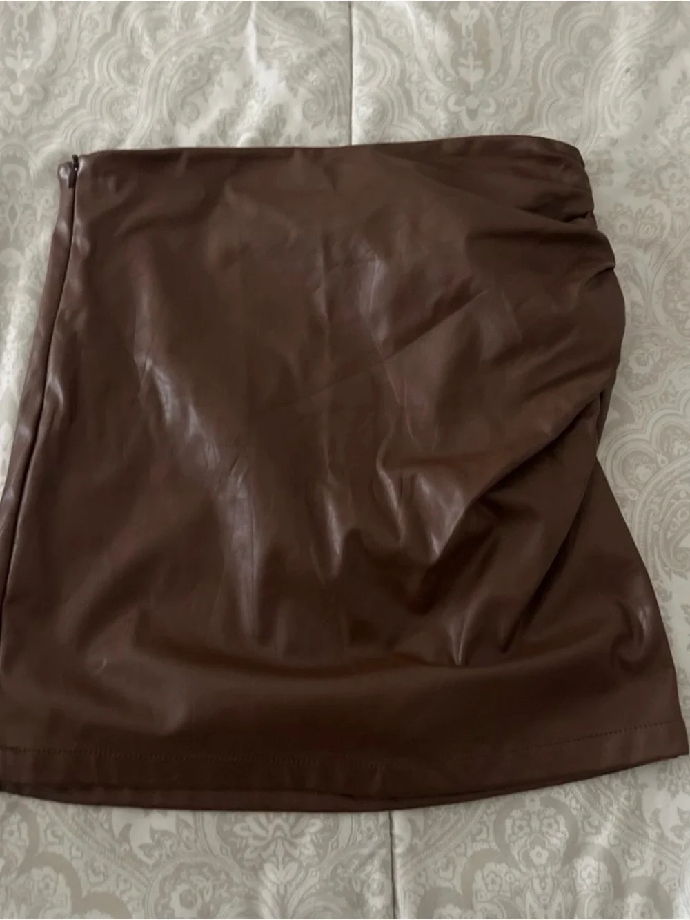 Brown Faux Leather Women’s Skirt